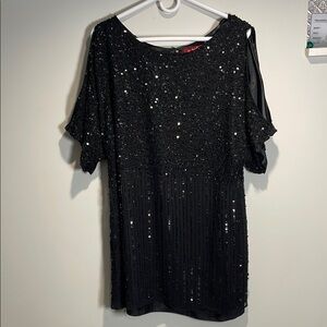 Vintage Elegant Black Sequin Dress